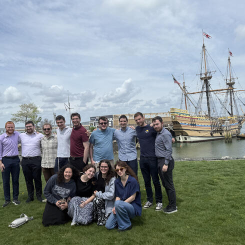 Dr. Yisroel Benporat and his class at Plymouth Harbor